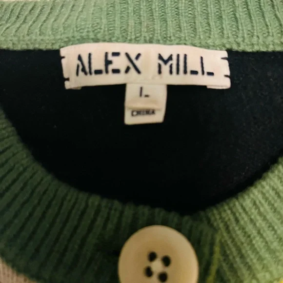 Alex Mill Colorblock Cardigan - Red, Cream, Yellow, Blue, Green - Picture 4 of 7